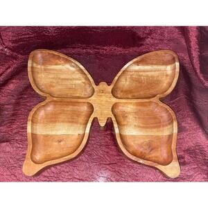 Dolly Parton Butterfly 4-Section Acacia Wood Platter 13x10.5”